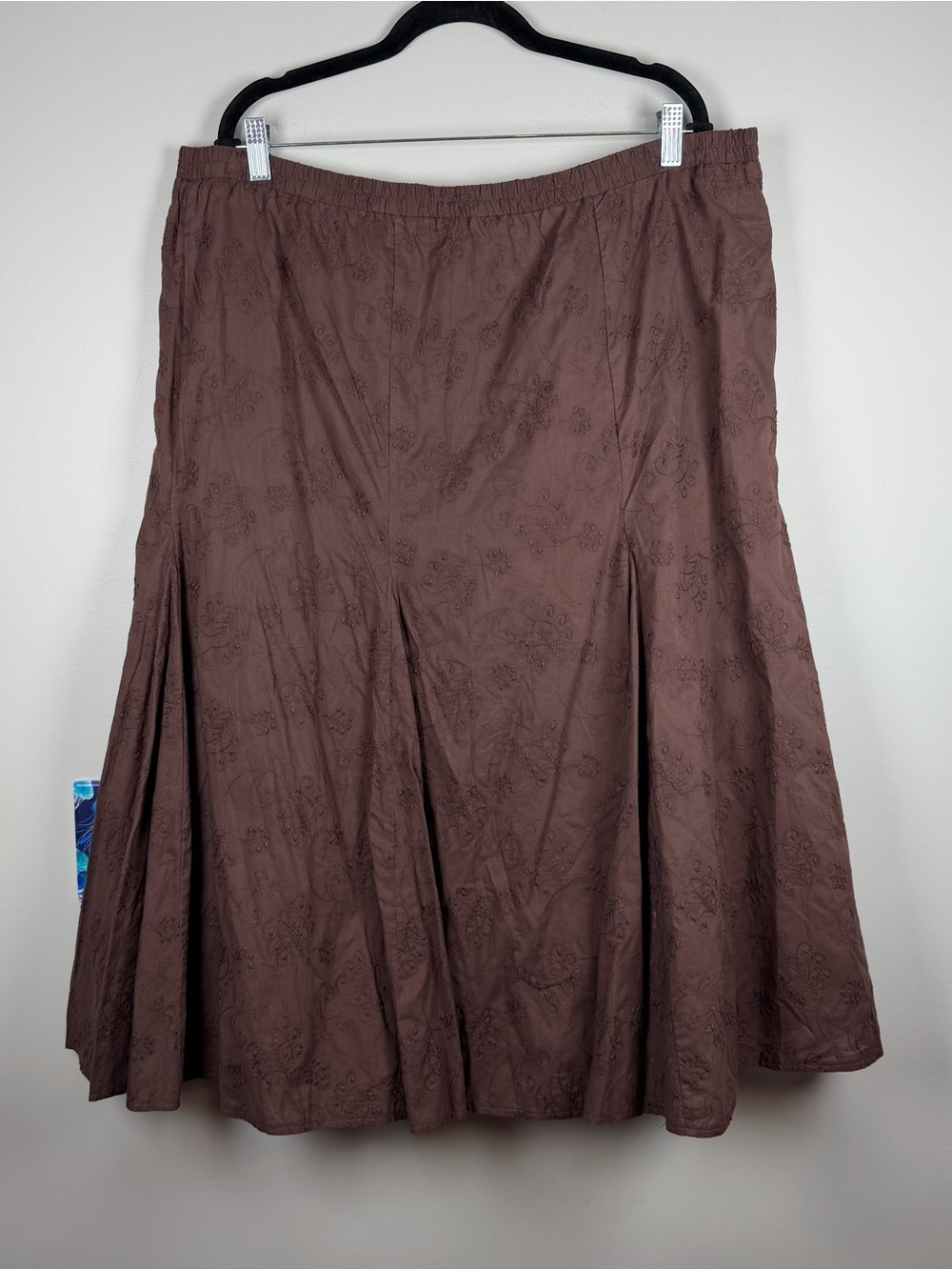 Vintage Brown Maxi Midi Skirt Embroidered
Boho Witchy Pleated Fall Fairycore XL